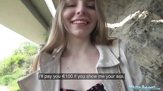 A young beautiful Ukrainian with long hair has sex with stranger outdoors
