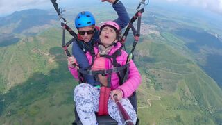 Squirt while paragliding in 2200 m above the sea