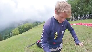 Squirt while paragliding in 2200 m above the sea