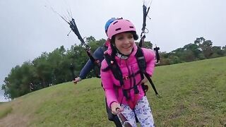 Squirt while paragliding in 2200 m above the sea