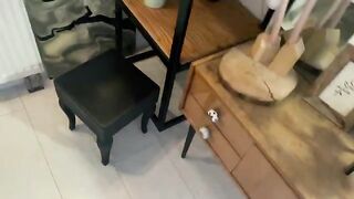 A cute girl has a juicy ass and swallows all the sperm
