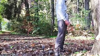 Stranger wanking his cock in the park, a slutty MILF can't resist
