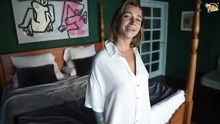 Blonde MILF amateur fucked hard in the hotel room, real orgasms ensured