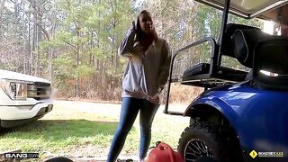 The mechanic managed to get lucky with a busty blonde babe, Bailey Brooke