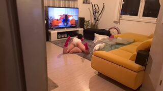 Pervert guy got caught watching porn by horny stepsis