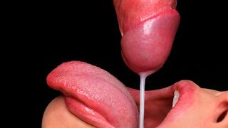 Best blowjob video with cum in mouth, sloopy sucking action ASMR