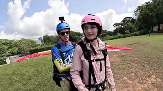 Squirt orgasm while paragliding in the sky above Costa Rica with a stranger
