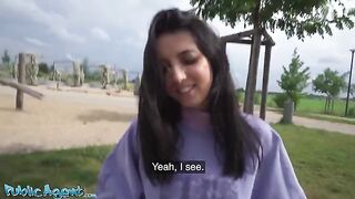 A slim Italian college girl is getting fucked outdoors for cash in this hot vid