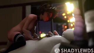 Aunt Cass shakes big ass on Baymax’s cock