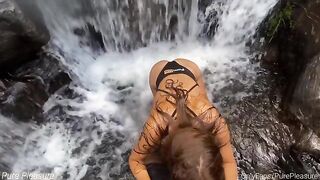 Passionate sex by the waterfall with an amateur star