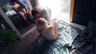 In front of the mirror - so turns on! - Real Amateur Couple