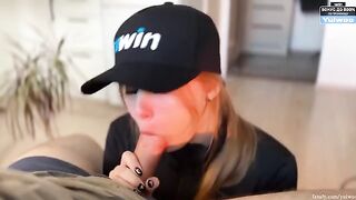 Today you deserve a blowjob, and this cute blonde will give you one