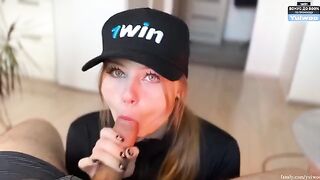 Today you deserve a blowjob, and this cute blonde will give you one