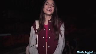 Hot French model Candie Luciana gets fucked outdoors for cash