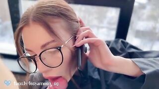 A hot woman is being fucked by her friend while talking on the phone with her husband