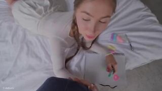 Cute stepsister tries to suck a big dick for the first time in her life