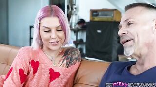 Stepdaughter wants more of stepdad's cock in this taboo scene