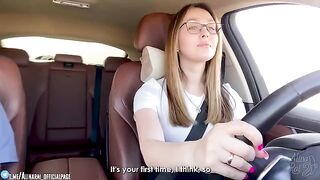 A stepson got fucked by his hot stepmom right in the car after taking driving lessons