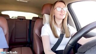 A stepson got fucked by his hot stepmom right in the car after taking driving lessons