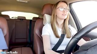 A stepson got fucked by his hot stepmom right in the car after taking driving lessons
