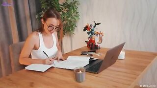 The hot girl squirts while teaching Spanish lessons, showcasing her talent