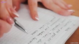 The hot girl squirts while teaching Spanish lessons, showcasing her talent