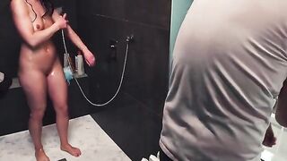 She gave a handjob in the shower, but it didn't end well