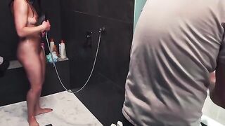 She gave a handjob in the shower, but it didn't end well