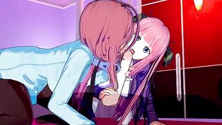 A quintuplet threesome with Miku and Nino in the most detailed way