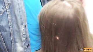 The petite girl was almost caught in the changing room for a blowjob