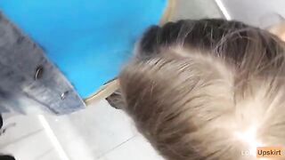 The petite girl was almost caught in the changing room for a blowjob