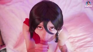 Gorgeous Mikasa Ackerman gets her pussy hammered and facialised in this hot cosplay scene