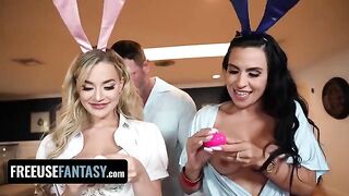 Two Easter Bunnies Blake Blossom and Sandy Love get fucked hard