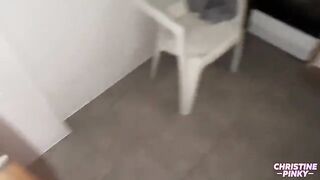 The brunette beauty is getting fucked on the kitchen table at night