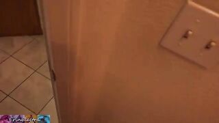 Stepmom prepares for bed while her stepson films and masturbates until he’s caught