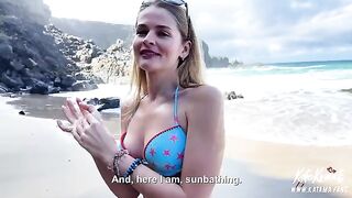 Luxurious ass beauty fucked on the beach in a risky pose