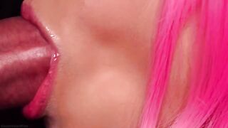 Best milky sensual blowjob for your hard dick with pink hair