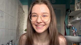 Skinny teen squirts while getting fucked by a huge dick