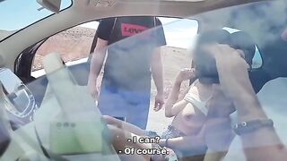 The guy flashed his dick to passers-by and fucked with a stranger in the street