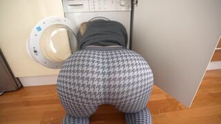 Helpless stepsister stuck in the washer, what a mess!