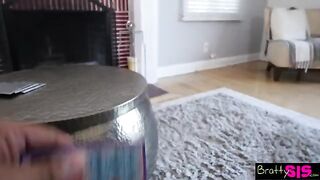 Gina Valentina does her best to please her stepbrother with a sexy lap dance