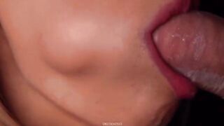 The guy finished in the mouth of a blonde through a broken condom