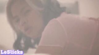 Asian babe gets her pussy filled with sticky cream and cum