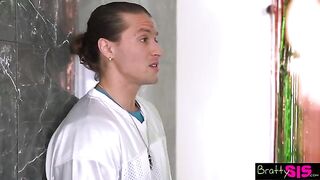 Petite blonde Lulu Chu asks her stepbrother's cum taste in return