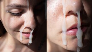 A hot beauty got a huge cumshot on her face after hardcore sex