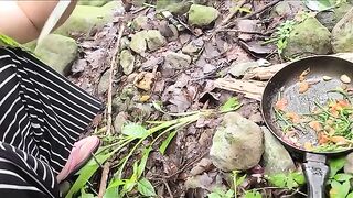 A filipina woman was cooking and having sex on the riverbank