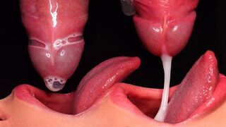 Condom milking blowjob with intense ASMR action