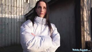 Hard pick up sex with sexy brunette in basement