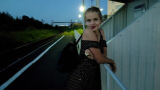 The confused baby waited for the train and got cock and creampie