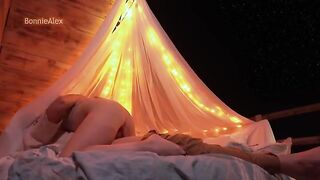 Romantic sex with long foreplay and simultaneous orgasm
